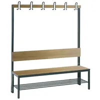 C+P Umkleidebank für Feuchträume mit Rückenlehne, Eiche Sereno, 1,5