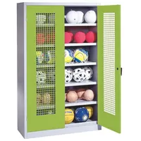 C+P Ballschrank mit Lochblech-Flügeltüren (Typ 3), HxBxT 195x120x50 cm,