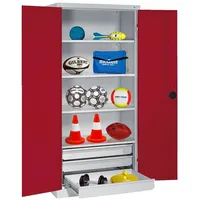 C+P Sportgeräteschrank mit Schubladen und Vollblech-Flügeltüren (Typ 4), HxBxT