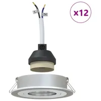 VidaXL Deckenleuchte Einbau-Spots 12 Stück Runde GU10 Silber Ø91