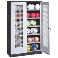 C+P Ballschrank mit Lochblech-Flügeltüren (Typ 3), HxBxT 195x120x50 cm,