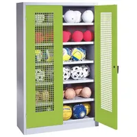 C+P Ballschrank mit Lochblech-Flügeltüren (Typ 3), HxBxT 195x120x50 cm,