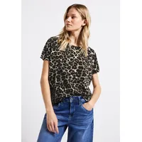 STREET ONE Damen A323345 Shirt mit Leo-Muster, Schwarz, 44