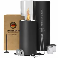 Monster24 Echtfeuer-Dekokamin Bio-Ethanol Standkamin für Indoor & Outdoor (80x26x26