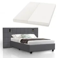 Juskys Polsterbett 140x200 cm Luzano - Bett mit LED,