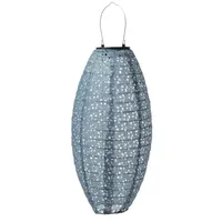 MARELIDA LED Solar Lampion oval mit Blumenmuster blau H:40cm