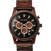 HOLZKERN Herrenuhr Quarz Chronograph Buschwerk Walnuss/Marmor