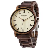 HOLZKERN Armbanduhr Quarz Herbstdämmerung Walnuss/Ahorn