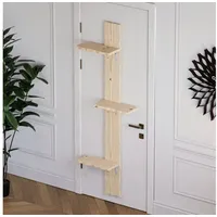 QLS Katzenleiter aus Kiefernholz Katzentreppe Türmontage 3 Stufen 180