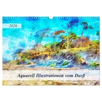 Calvendo Aquarell Illustrationen vom Darß (Wandkalender 2026 DIN A3