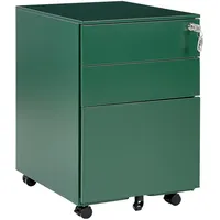 Beliani Aktenschrank Grün Metall 3 Schubladen 39x60x50 cm Arbeitszimmer,