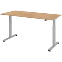 Bümö Schreibtisch Eiche 180x80 cm, Gestell: Silber - Büroschreibtisch