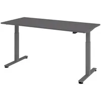 Bümö Schreibtisch Graphit Graphit, Holzwerkstoff, Nachbildung, Rechteckig, 180x74x80 cm,