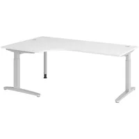 Bümö Schreibtisch Weiß, Silber, Holzwerkstoff, Nachbildung: Rechteckig, 200x74x120 cm