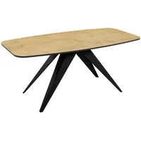 Mirjan24 Tisch, Natur, Schwarz, Holzwerkstoff, Rechteckig,Rechteckig, 160x76x80 cm, Esszimmer,