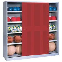 C+P Ballschrank mit Lochblech-Schiebetüren (Typ 4), HxBxT 195x190x60 cm,