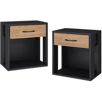 Vicco Nachttisch Virela, Anthrazit/Goldkraft Eiche, 39 x 41 cm