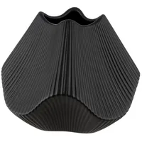 Gilde Vase Lamellen - matt schwarz - Keramik -