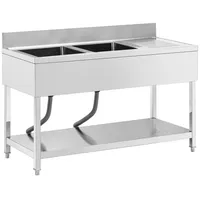 Royal Catering Spültisch - 2 Becken - Edelstahl -