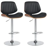 CLP 2er Set Barhocker Clawson Kunstleder walnuss/schwarz/chrom