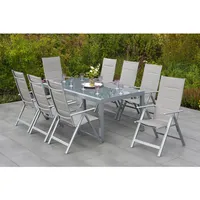 Merxx Taviano Set 9-tlg. 8 Klappsessel Gartentisch 190 x