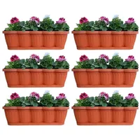 Hossi's Wholesale 6er Set 60cm Blumenkasten Balkonkasten Pflanzkasten Terracotta