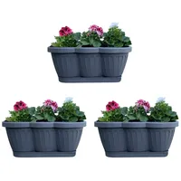 Hossi's Wholesale 3er Set 40cm Balkonkasten Pflanzkasten Anthrazit im