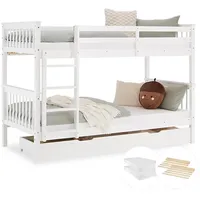 Homestyle4u Etagenbett 90x200 für Kinder 2 Matratzen, Hochbett mit
