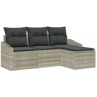 VidaXL Garten-Sofa-Set 4 pcs Hellgrau Poly Rattan