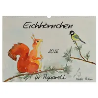 Calvendo Eichhörnchen in Aquarell (Wandkalender 2026 DIN A3 quer),