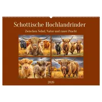 Calvendo Schottische Hochlandrinder. Zwischen Nebel, Natur und rauer Pracht