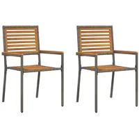 VidaXL Stapelbare Gartenstühle - 2 Stück in Grau Poly-Rattan