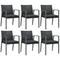 VidaXL Gartenstühle mit Kissen 6 Stk. Schwarz 56,5x57x83cm Poly