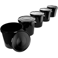 FixedByU 5 Eimer mit Deckel 10l Schwarz Rund |