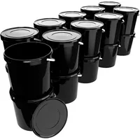 FixedByU 50 Eimer mit Deckel 10l Schwarz Rund |