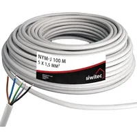 Siwitec NYM-Kabel, NYM-J 5x1,5 mm2, 100 m Stromkabel, Mantelleitung,