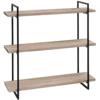 MCW Wandregal MCW-K78, Hängeregal Schweberegal, 3 Regalböden Massiv-Holz Industrial