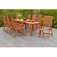 Merxx La Plata Set 9-tlg. 8 Klappsessel Flex-Gartentisch Ausziehbar