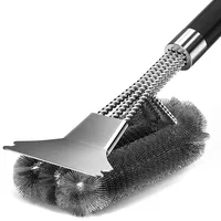 VDISRR Grillbürste, Grillbürste für Gussrost, Dreireihigen Edelstahlborsten, Lange Griff