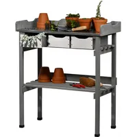 Dobar dobar® Pflanztisch mit 3 Schubladen Grau-Weiß