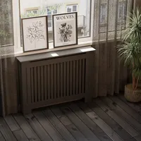 Hago HAGO24 Heizkörperverkleidung Heizungsabdeckung Holz 112x19x82cm Schwarz Landhaus Regalfläche