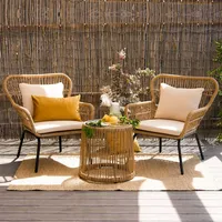 Lycce Gartenmöbel 3er-Set Sitzgruppe BALANCE aus Polyrattan, Balkon Terrasse