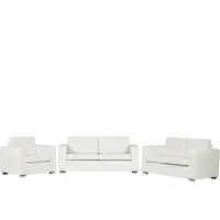Beliani Sofa Set 6-Sitzer HELSINKI Echtleder Weiß