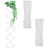 Relaxdays Rankgitter ausziehbar, 3er Set, 180x30 cm, Holz, Wandmontage,