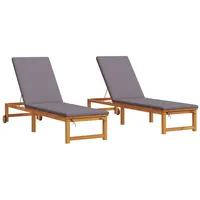 VidaXL Sonnenliegen 2 Stk. mit Kissen aus massivem Akazienholz,