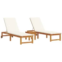 VidaXL Sonnenliegen 2 Stück mit Tisch und Kissen aus