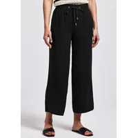 STREET ONE Damen 3716099 Wide Leg Hose, Schwarz, 46