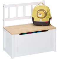 Relaxdays Kinderbank mit Stauraum, Klappdeckel, Rückenlehne, HxBxT: 55 x