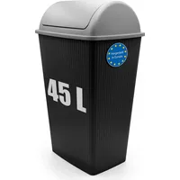 BigDean Mülleimer mit Schwingdeckel 45 L Anthrazit – Büro