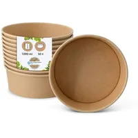 BIOZOYG Salatschale 50 Stück 1000 ml braun Suppenschalen Einwegschalen